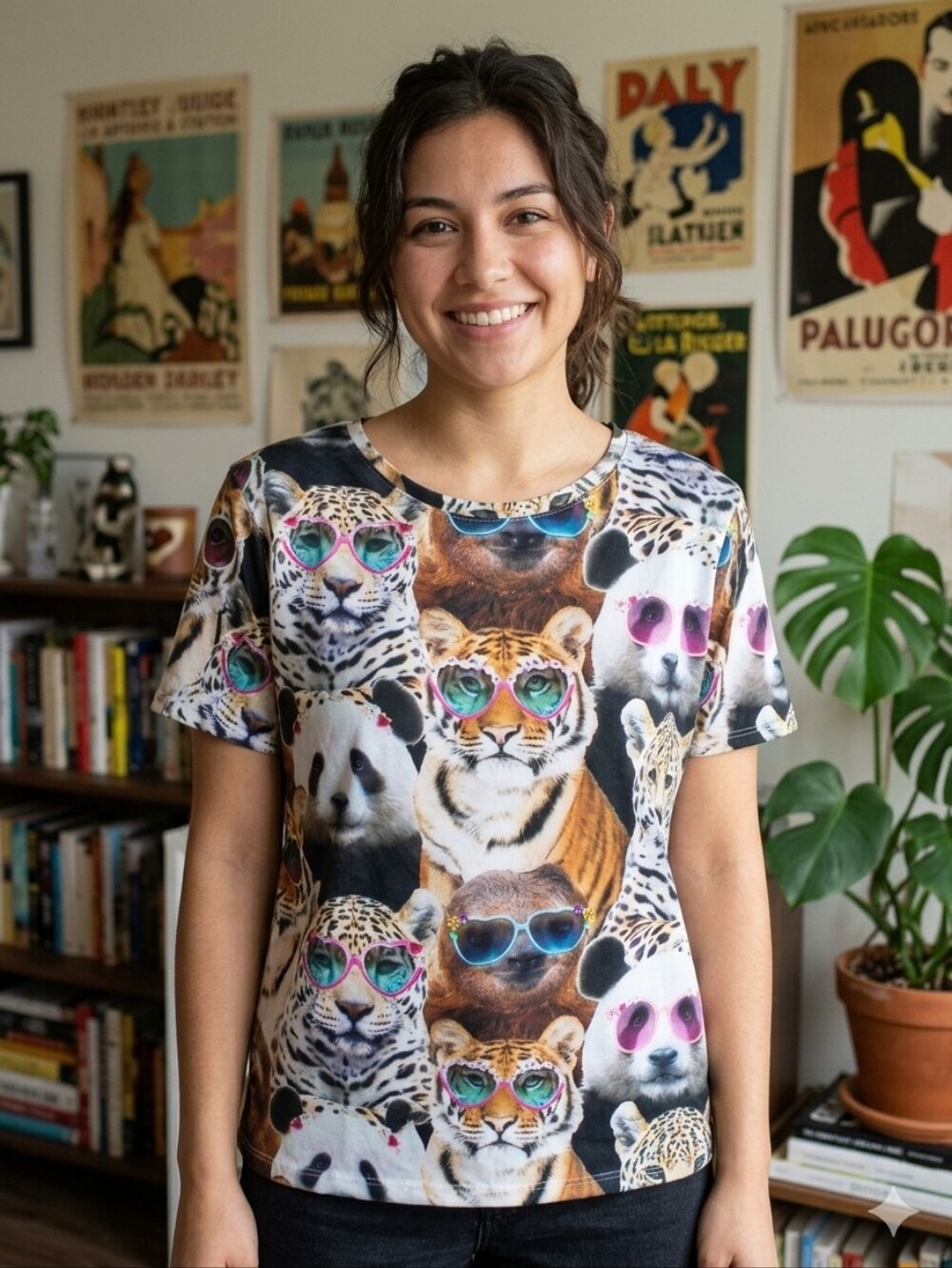 Secret Treasures Animal Sunglasses Tee - Woman's Size L/G (12-14)